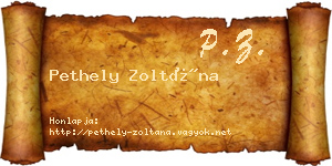 Pethely Zoltána névjegykártya